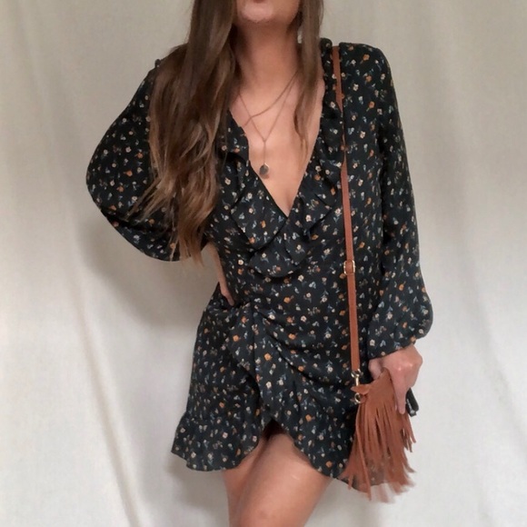 Floral Wrap Mini Babydoll Dress - Picture 9 of 16